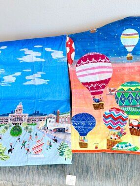 Anthropologie Holiday Kitchen Towel Set Embroidered Colorful NWT